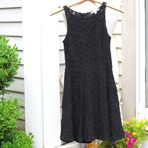 BB Dakota Black Cotton Blend Lace Sleeveless Cotton Lined A-Line Dress Sz 2